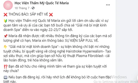 Thẩm mỹ Maria Ngọc Hiền: Không được cấp phép đào tạo, vẫn tự nhận là học viện thẩm mỹ quốc tế